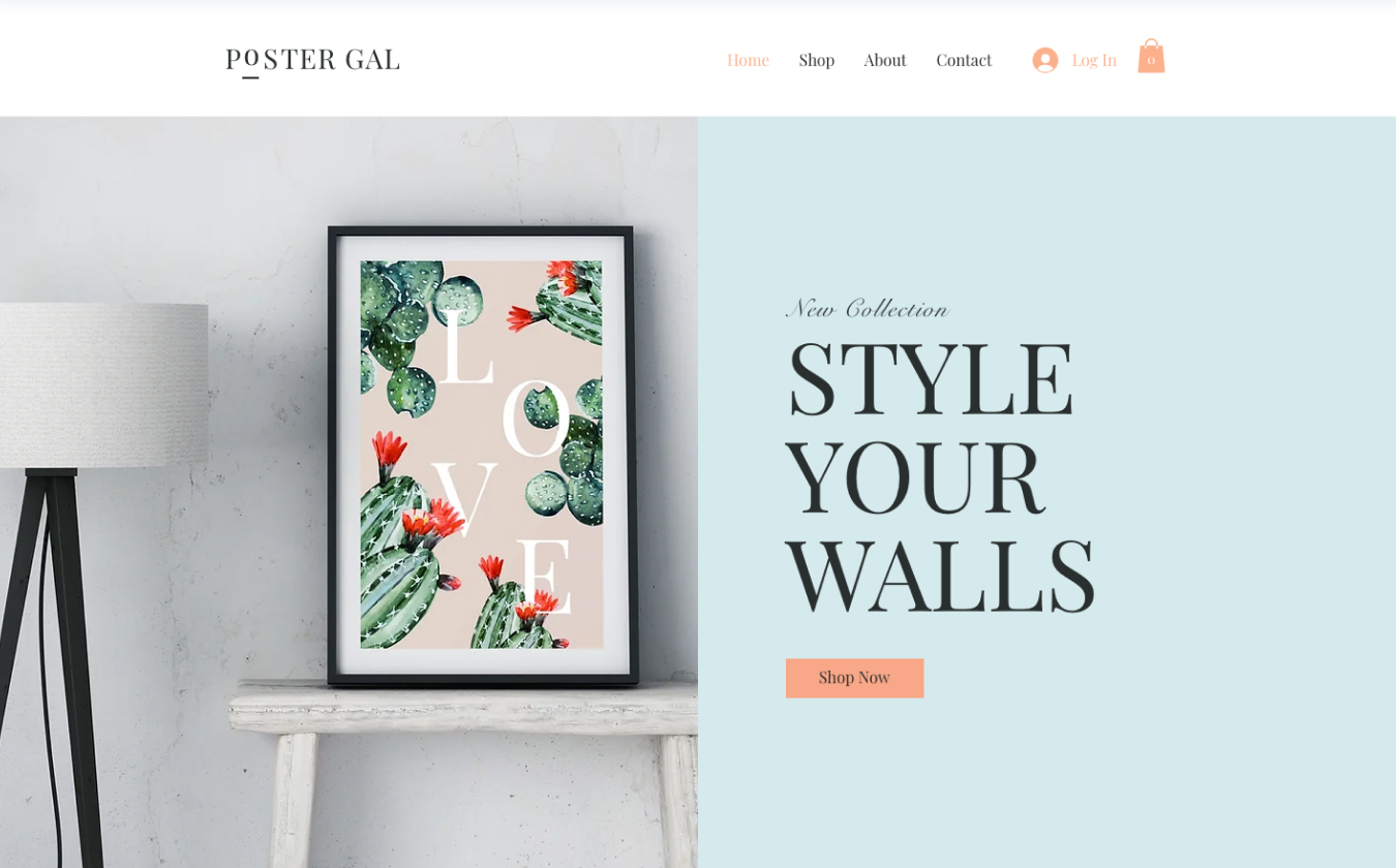 A website template for an online store selling wall art on Wix.