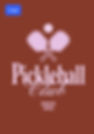 Logo for a Pickleball Club. It features an illustration of two crossed paddles and a ball in pink, against a rust-colored background. The text reads: Pickleball Club, Since 1993.