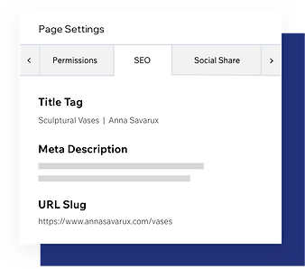 SEO page settings, customizing page meta tags