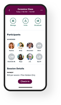 Image of the Wix Mobile app for managing your class attendance on-the-go